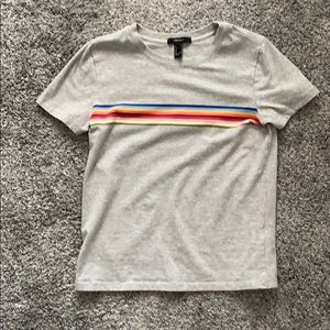Grey rainbow stripe t shirt